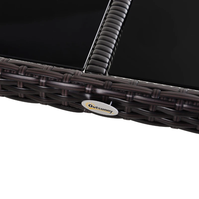 Outsunny Set Mobilier Rattan Masa de Pranz in Sticla cu 6 Scaune, Maro