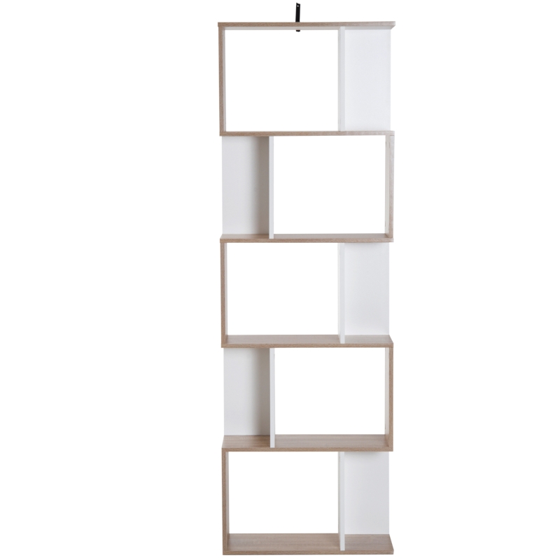 HomCom biblioteca de perete 5 rafturi 60x24x184.5cm, alb