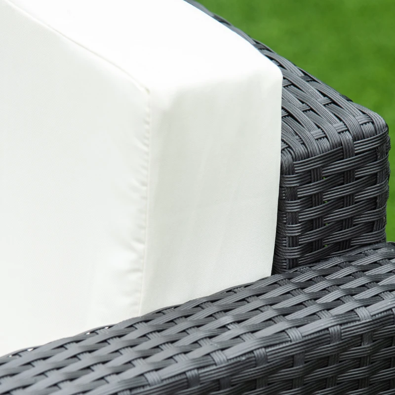 Outsunny Set pentru gradina 4 Piese din Rattan si Otel, Crem