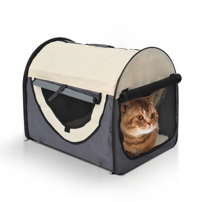 PawHut Transportor penru câinipliabil, gri, 46x36x41cm