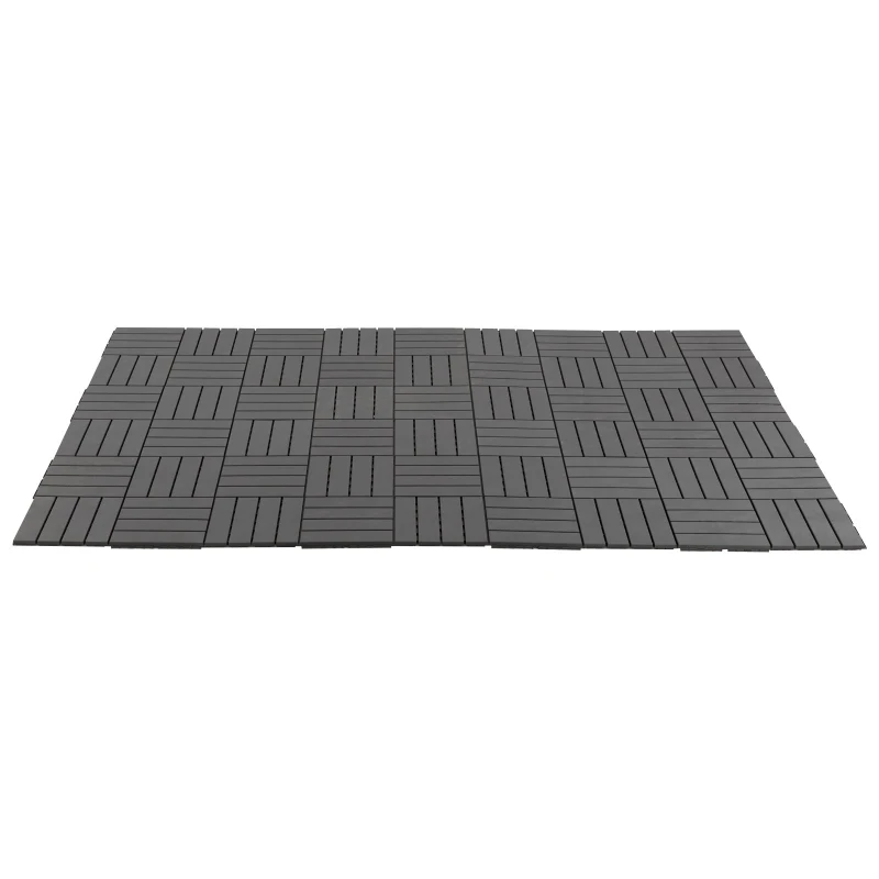 Outsunny Set 9 Caramizi de Cuplat pentru Terasa 30x30x2cm, 0.81 mq, Negru