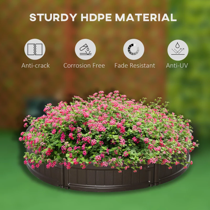 Outsunny Pat de gradina inaltat din HDPE, jardiniera de exterior rotund, Φ123x21cm, maro