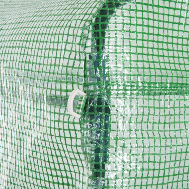 Outsunny Sera Tunel cu Usa care se Ruleaza si Ferestre cu Copertina PE si Structura din Otel, 150x300x200cm, Verde(m-9)