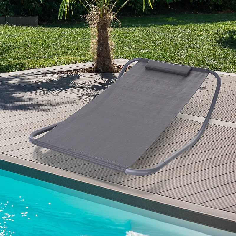 Outsunny Sezlong tip Leagan din Otel cu Perna Negru 200 x 130 x 52cm