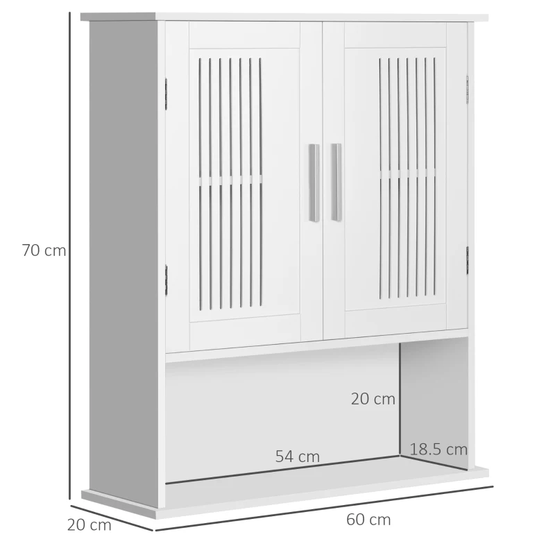 kleankin Dulap de baie suspendat dimensiuni reduse cu dulap si raft, 60x20x70cm – alb