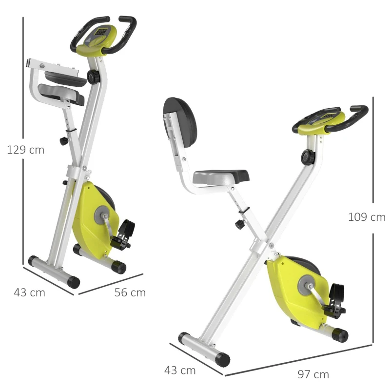 HOMCOM Cyclette Magnetica Pliabila, cu Inaltime si Intensitate Reglabile, Ecran LCD, Galbena(m-3)