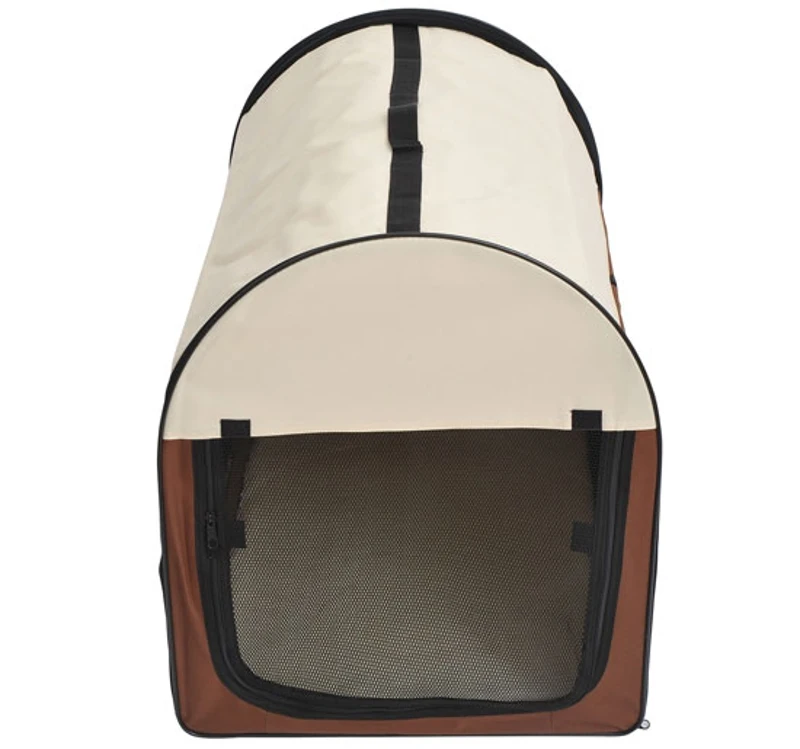 PawHut Geanta Caini Pisici Transport Animale de Companie, Pliabila, Cafea Cream 70x51x59cm