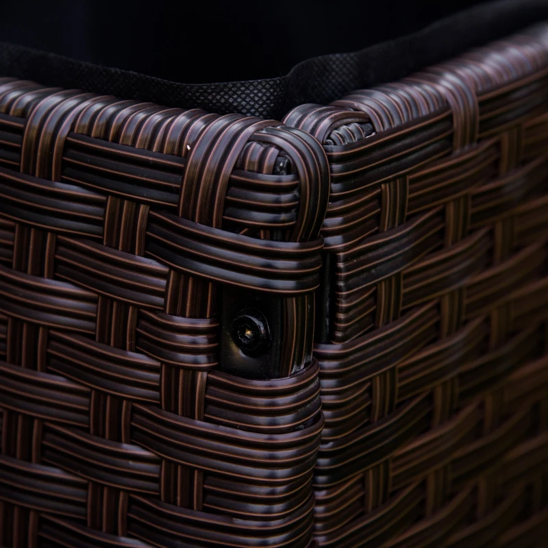 Outsunny Jardiniera inaltata din ratan sintetic cu 4 roti blocabile, 94.5x31x36cm Maro