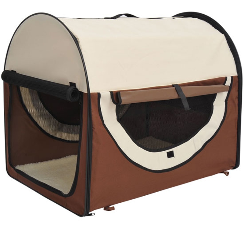 PawHut Geanta Caini Pisici Transport Animale de Companie, Pliabila, Cafea Cream 70x51x59cm