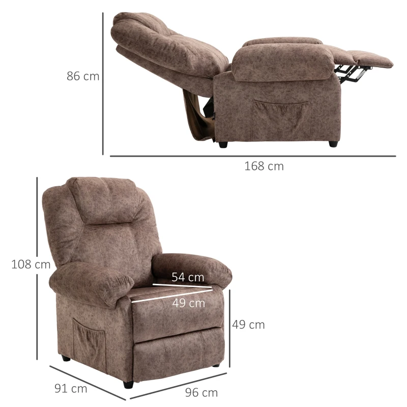 Homcom Fotoliu Relax Maro – inclinabil Manual cu Material Textil