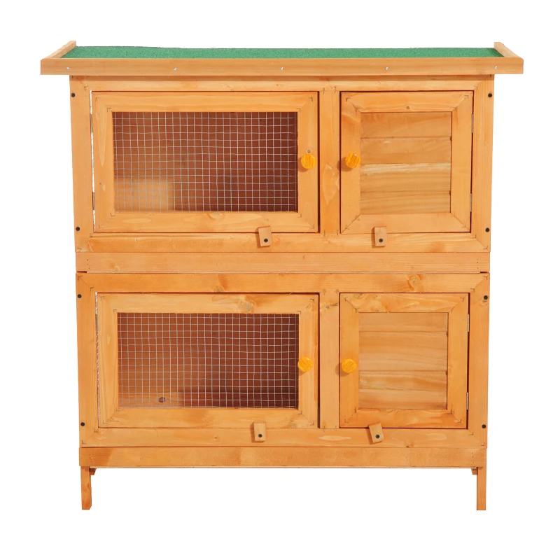 PawHut cusca de exterior pentru iepuri, lemn brad 90x45x90cm