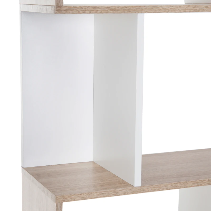 Homcom Biblioteca Perete – 5 Rafturi Lemn Alb 60×24×184,5 cm