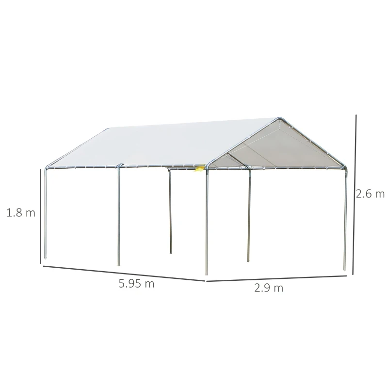 Outsunny prelata auto, cu kit ancorare, 5.95x2.9x2.6m, alba