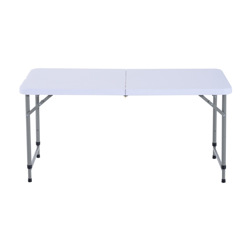 Outsunny Masa Pliabila tip Valiza pentru Camping si Picnic in Polietilene, Alb, 122x61x59/74cm