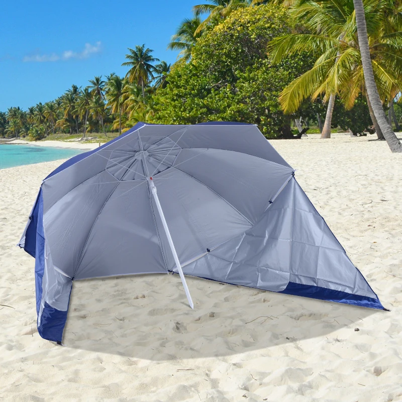 Outsunny Umbrela Parasolara 2 in 1 din Poliester Fier cu Geanta de Transport 210x 222cm