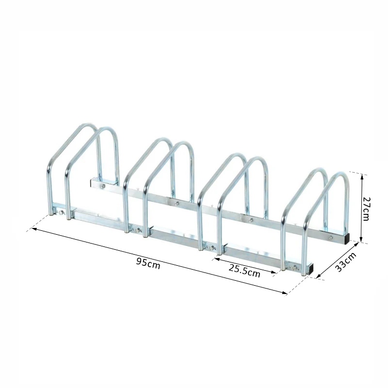 HOMCOM Suport Biciclete Parcare pentru 4 Biciclete, 95x33x27cm