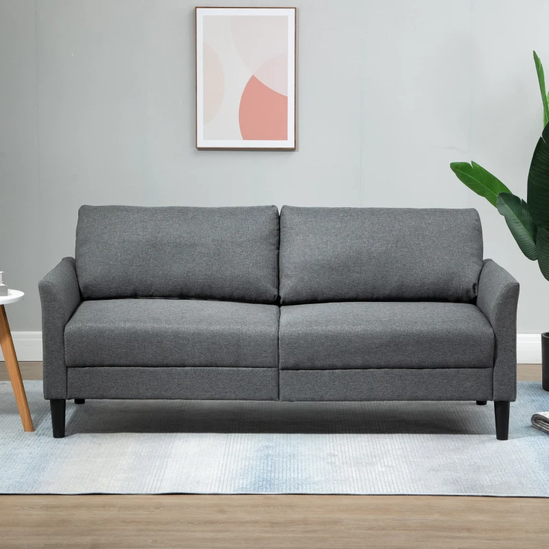 HOMCOM Canapea cu 2 locuri, moderna, din material textil cu efect in, cu brațe tapițate 191x79x87cm gri(m-2)