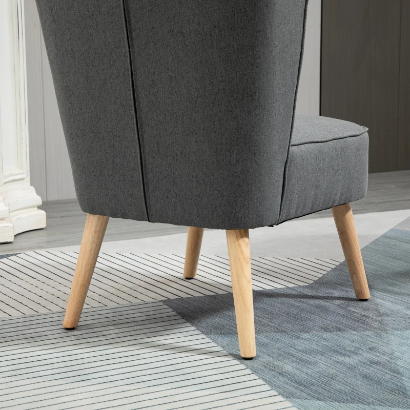 HOMCOM Scaun Capitonat cu Tapiterie Efect In din Lemn 61x69x85cm Gri