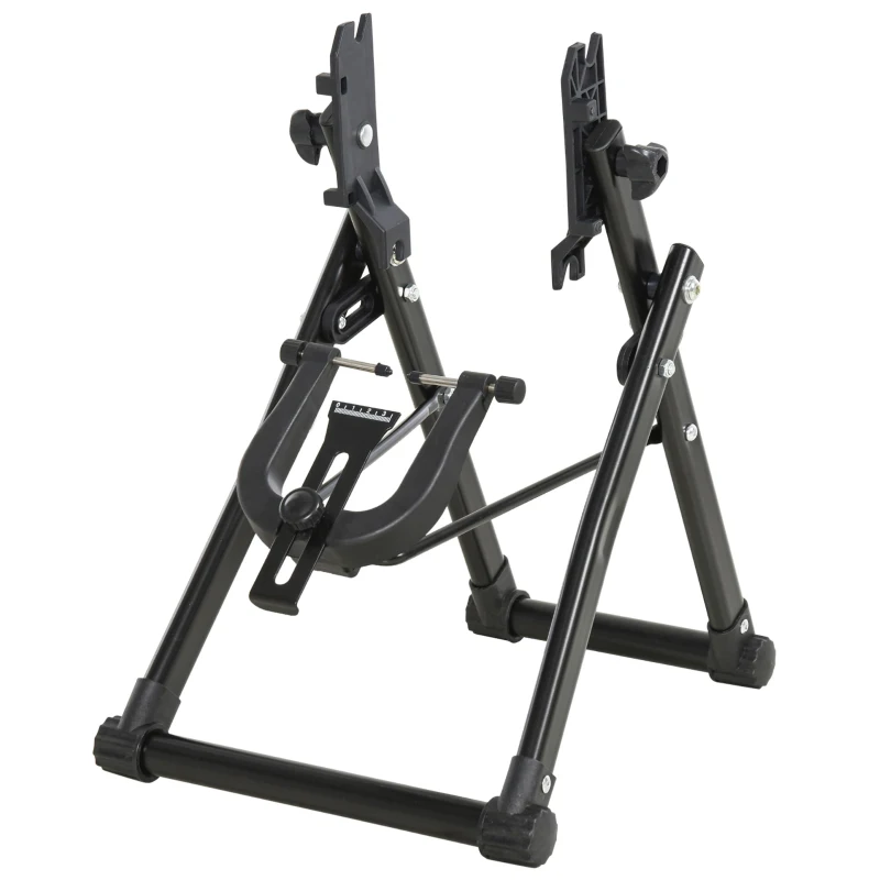 HOMCOM Suport pliabil pentru intretinerea rotilor de bicicleta de 20-29'', 58x28.5x43cm, negru