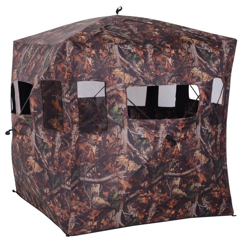 Outsunny Cort Stealth Camo pentru Vanat si Fotografie 2 Persoane 4 Geamuri Buna Vizibilitate, Tesatura Oxford,145x145x165cm