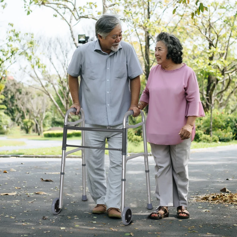 Homcom Premergator Pliabil si Super Lejer din Aluminiu cu 2 Roti si Inaltime Reglabila 77-95cm