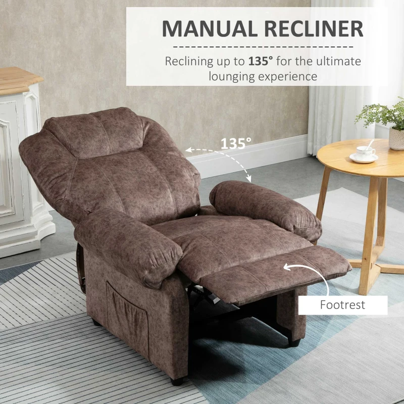 Homcom Fotoliu Relax Maro – inclinabil Manual cu Material Textil
