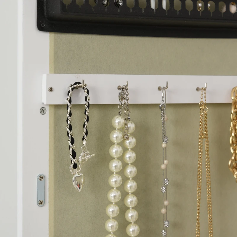 HomCom dulap bijuterii cu oglinzi, 35,5x9x100cm, alb