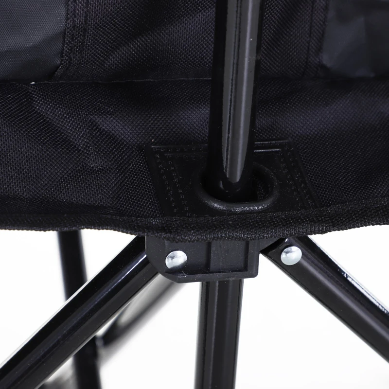 Outsuny Scaun Bancuta pentru Camping Pliabila 6 Locuri Negru 306cm x 48cm x82cm