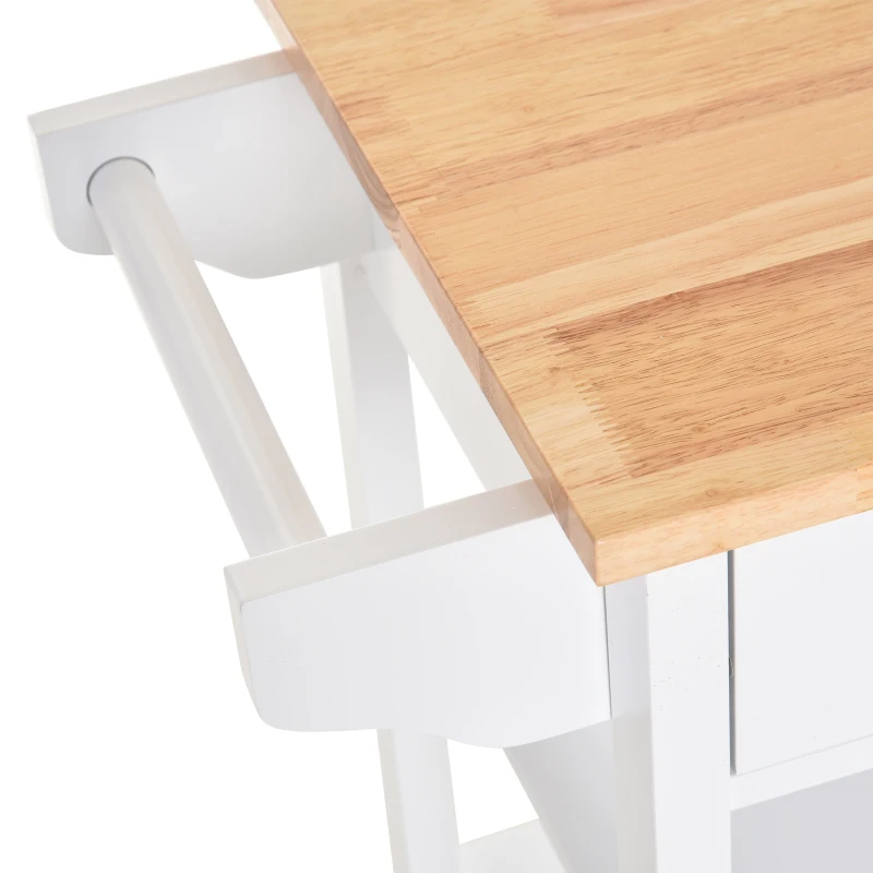 HOMCOM carucior bucatarie, din lemn, 66x39,5x86,5cm, alb(m-10)