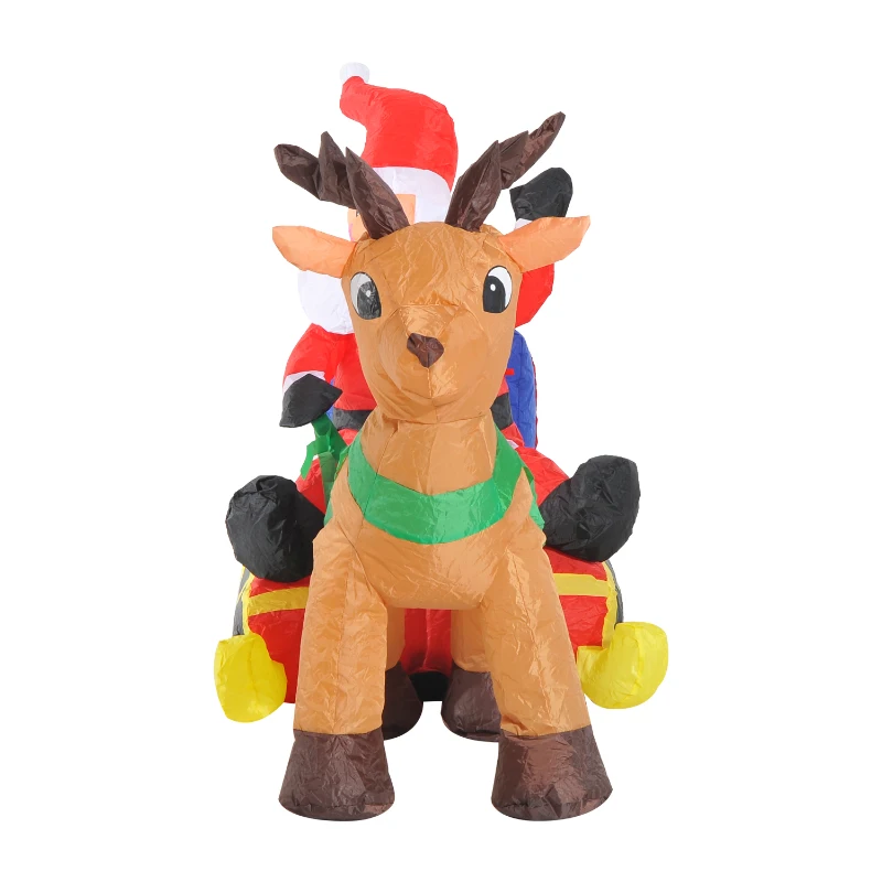 HomCom Moș Crăciun Gonflabil pentru Intern și Extern LED 152x72x122cm