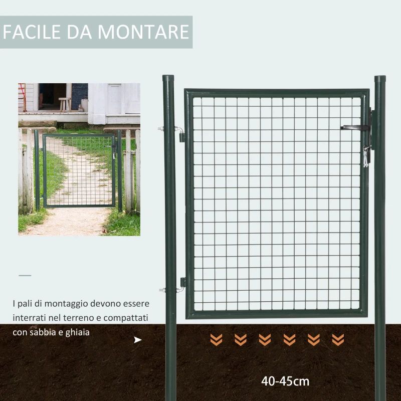 HOMCOM Poarta de Gradina din Otel cu Incuietoare si 3 Chei, 97x150cm, Verde