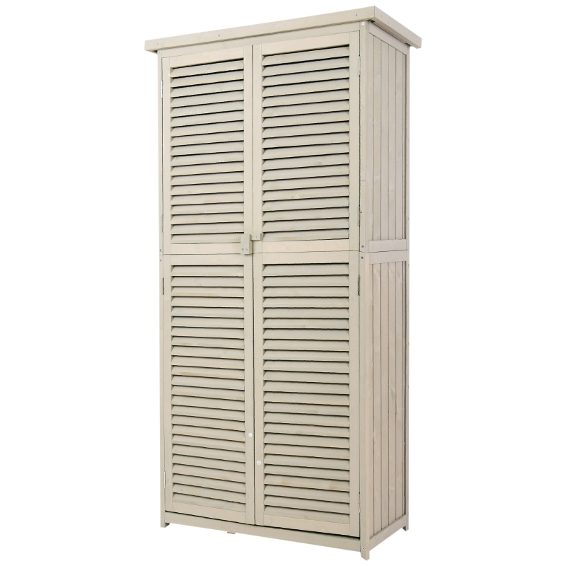 Outsunny Cabana pentru Ustensile de Gradina cu 4 Compartimente din Lemn de Brad Impermeabil