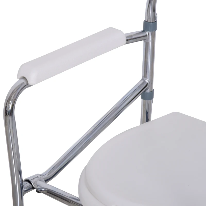 Homcom Scaun Comfortabil WC Pliabil cu 4 Roti Tava Detasabila si Inaltime Reglabila