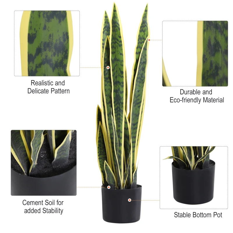 Outsunny limba soacrei planta artificiala, cu vas, 15x80cm