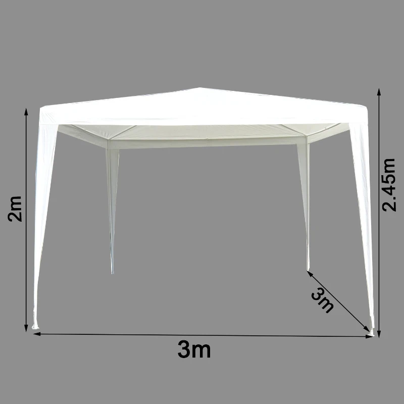 Outsunny Gazebo pentru Grădină Cort pentru Extern Impermeabil Schelet din Oțel 3x3m Alb