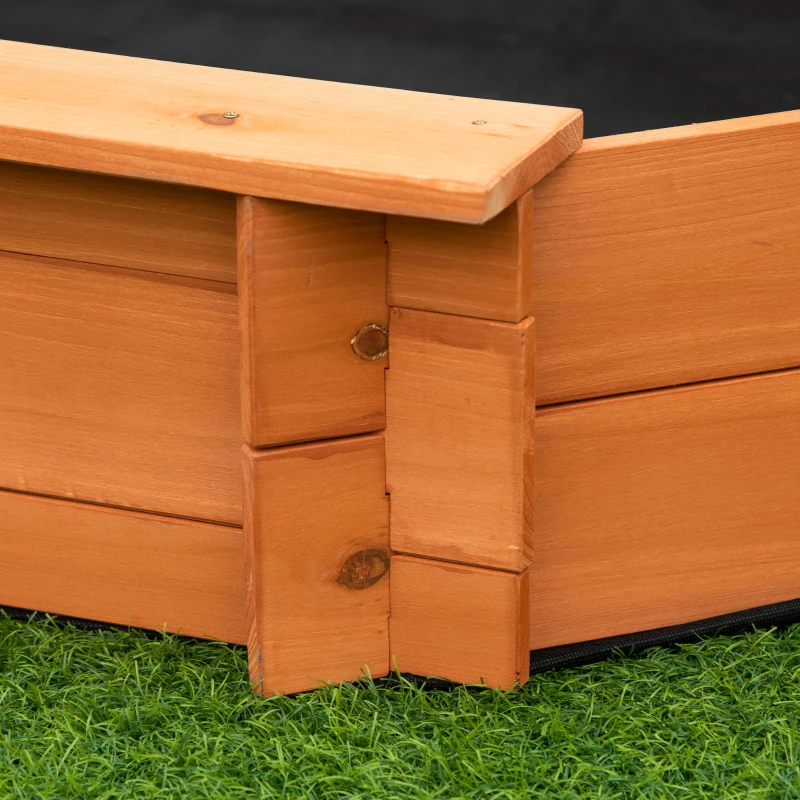 Outsunny Jucarie Plaja si Nisip din Lemn cu Scaune si Copertina pentru Copii, Varsta 3-8 Ani, 139.5x139.5x21.5cm