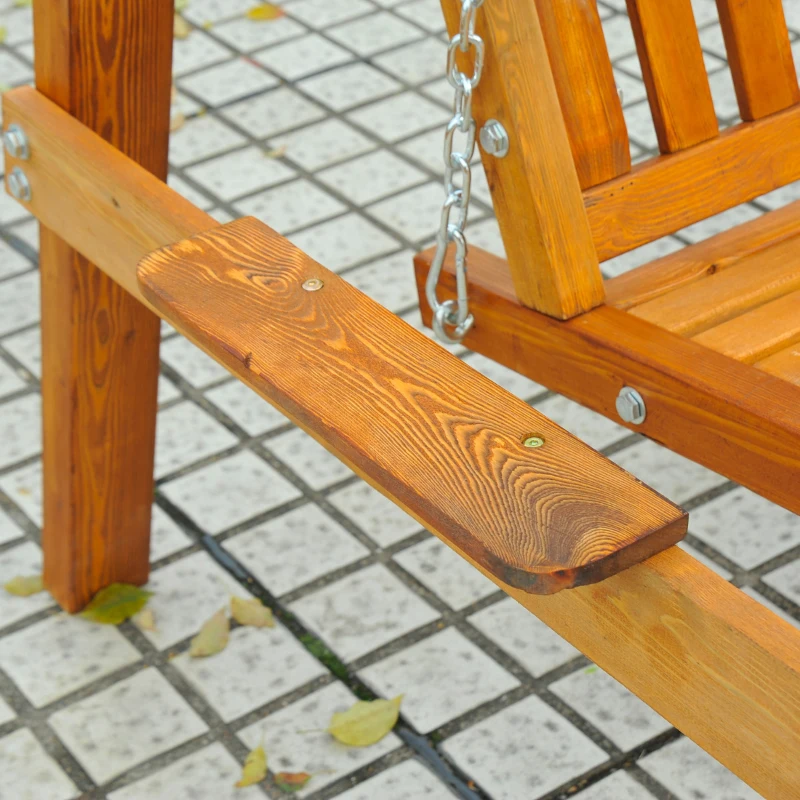 Outsunny Balansoar de Gradina 2 Locuri din Lemn de Pin cu Acoperis Parasolar,Alb