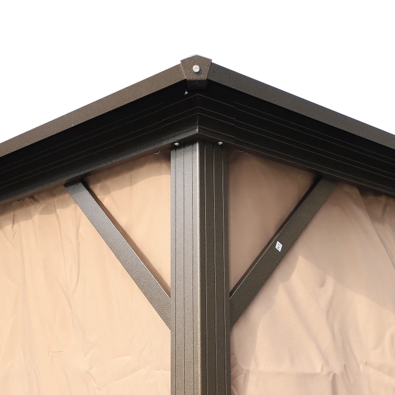 Outsunny Foisor cu Perdele Laterale Schelet in Aluminiu,Maro si Negru 3x3m