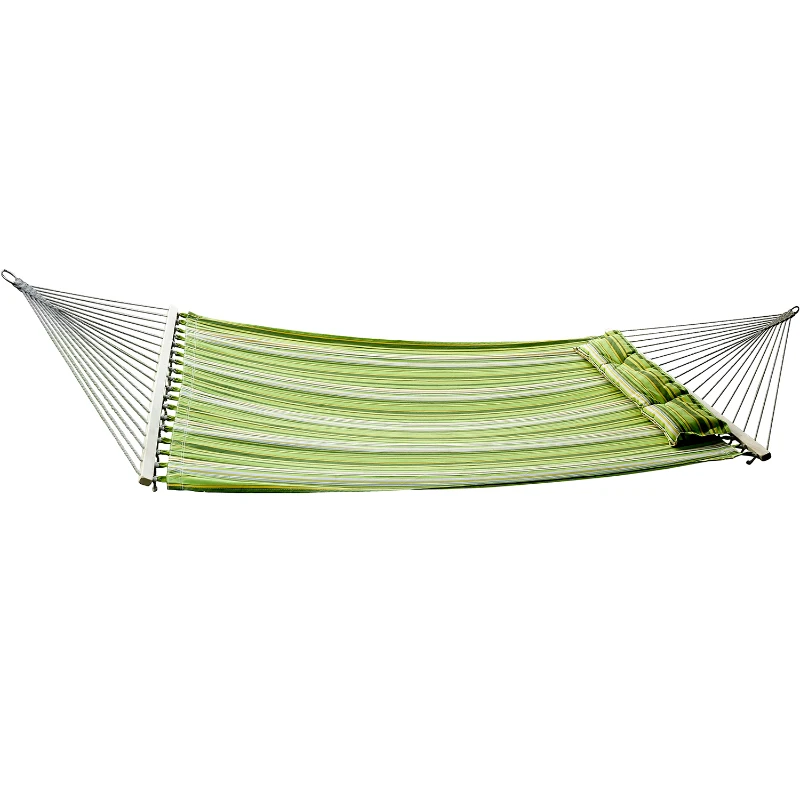Outsunny hamac dublu cu perne, 2,84×1,4 m, verde si galben