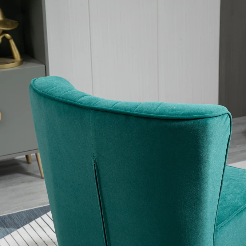 HOMCOM Fotoliu Modern in Stil Scandinav captusit si Tapitat cu Material Catifelat, 56x65,5x82,5cm - Verde
