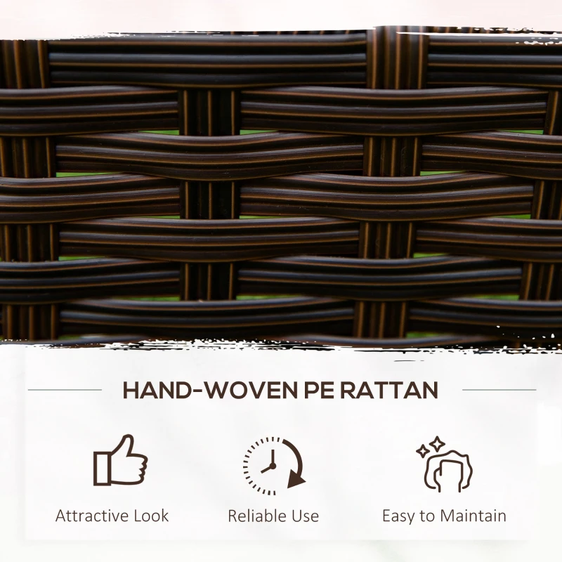 Outsunny Pat de gradina inaltat cu 3 niveluri din ratan sintetic fara fund pentru plante si legume, 120x120x40cm, gri