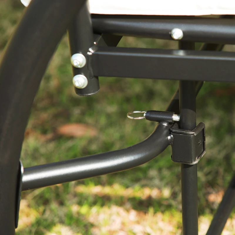 Outsunny Leagan Recliner de Gradina cu Acoperis Parasolar pentru 3 Persoane, 196 x 117 x 178cm Crem