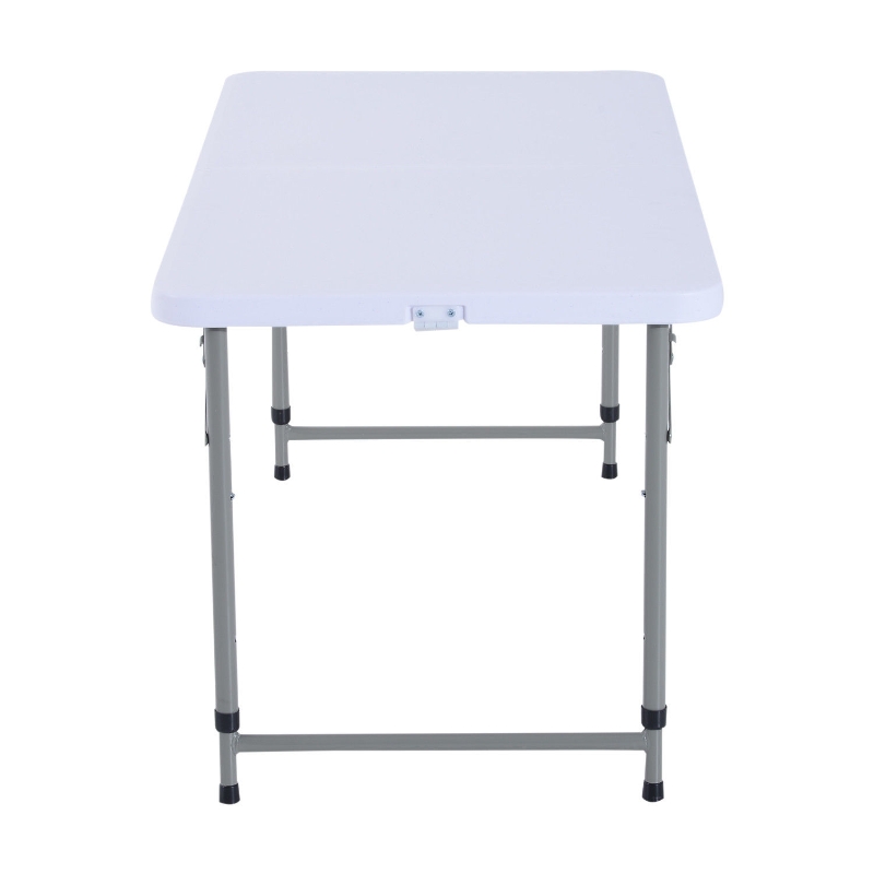 Outsunny Masa Pliabila tip Valiza pentru Camping si Picnic in Polietilene, Alb, 122x61x59/74cm