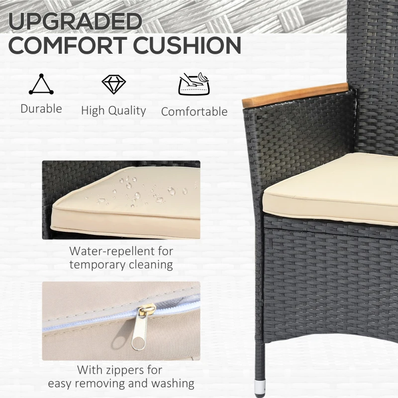 Outsunny Set Mobilier Gradina 7 Piese – Ratan, Lemn & Perne Moi