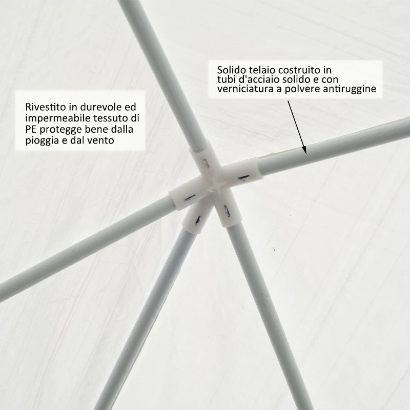 Outsunny Pavilion penrtu Extern Impermeabil din Oțel și PE cu Panouri Detașabile, Alb, 3x6m