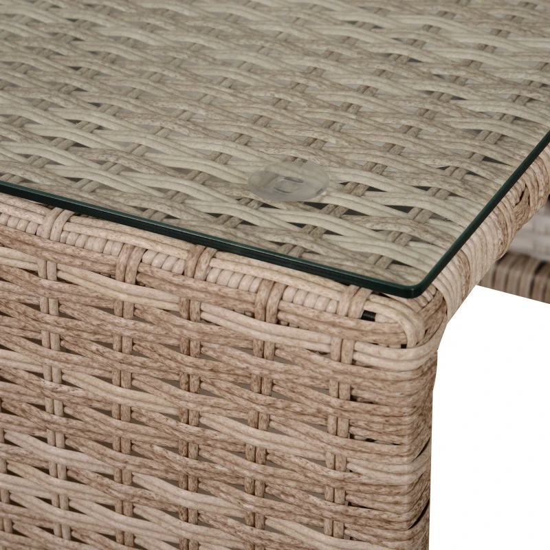 Outsunny Mobilier Gradina Set 6 Piese pentru Exterior cu Canapea 2 Fotolii 2 Pufuri si Masuta Kaki si Bej