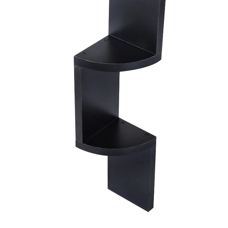 HomCom Bibliotecă Moderna de Perete cu Etajere din Lemn MDF, Negru, 12x12x120cm