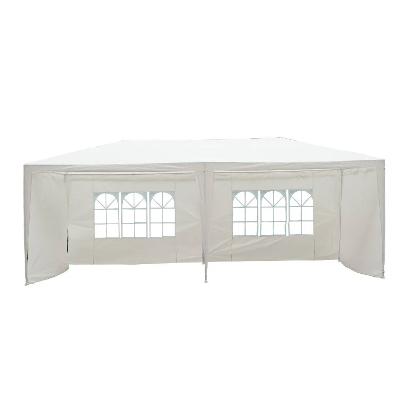 Outsunny Pavilion penrtu Extern Impermeabil din Oțel și PE cu Panouri Detașabile, Alb, 3x6m