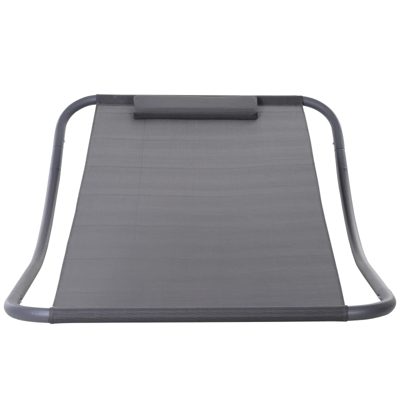 Outsunny Sezlong tip Leagan din Otel cu Perna Negru 200 x 130 x 52cm