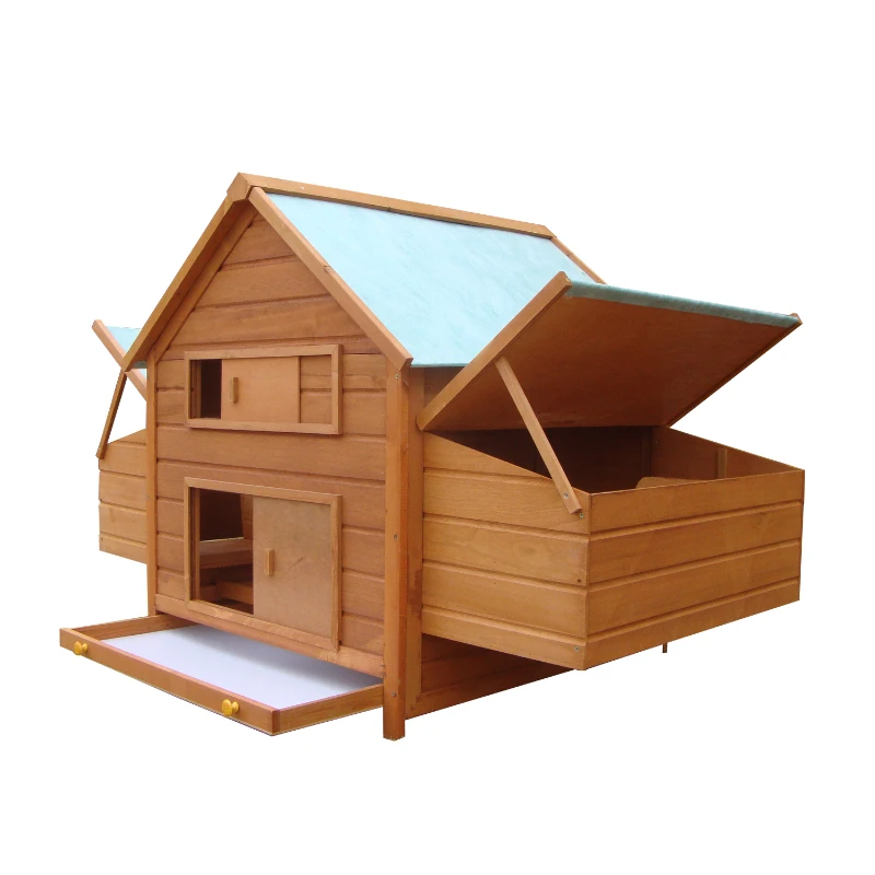 PawHut Coteț pentru Găini de Grădină din lemn de Brad, lemn verde, 160x98.5x107cm